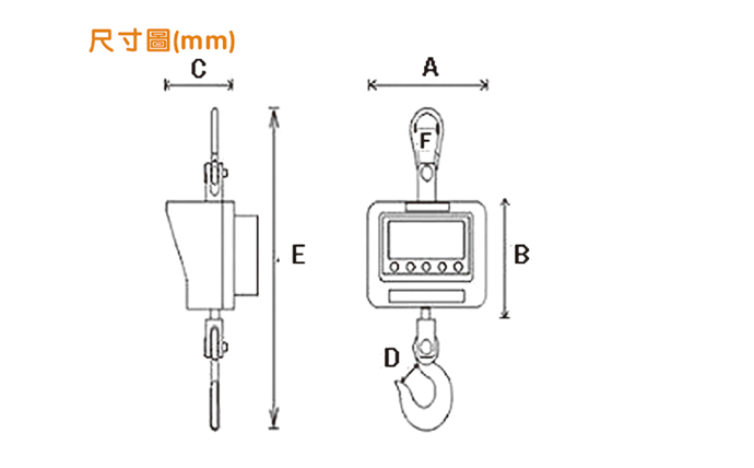 LH電子吊秤產品尺寸圖